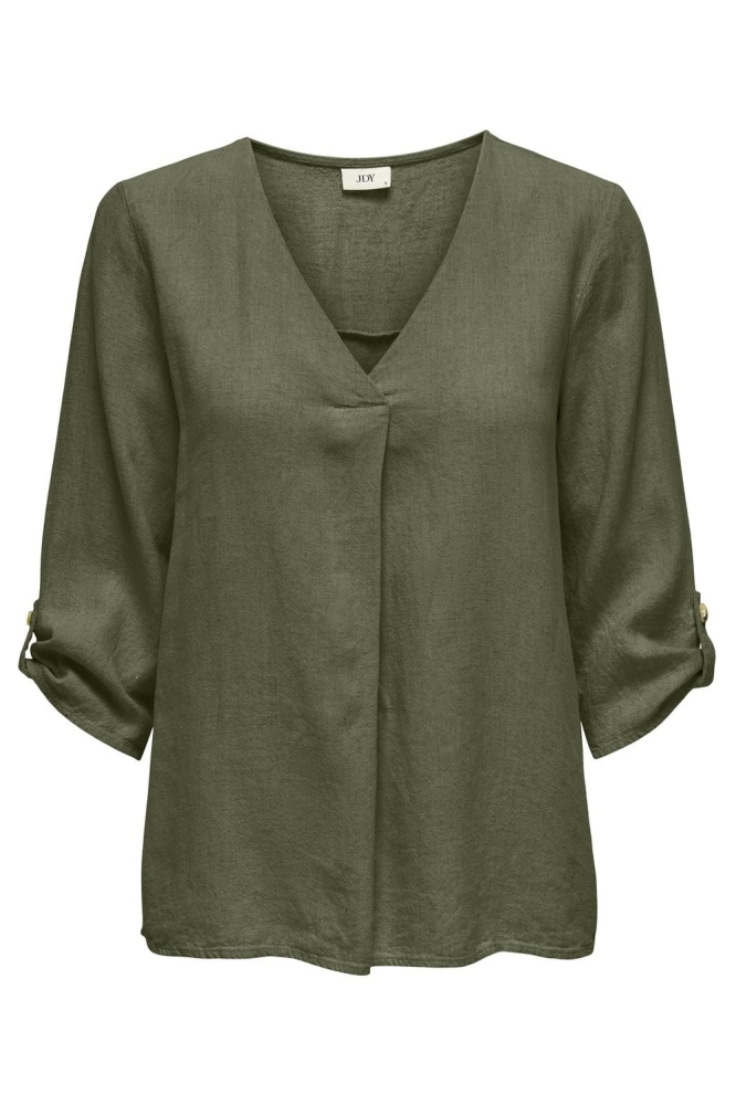 JDYSAY 3/4 LINEN V-NECK TOP WVN DIA 15317390 Kalamata